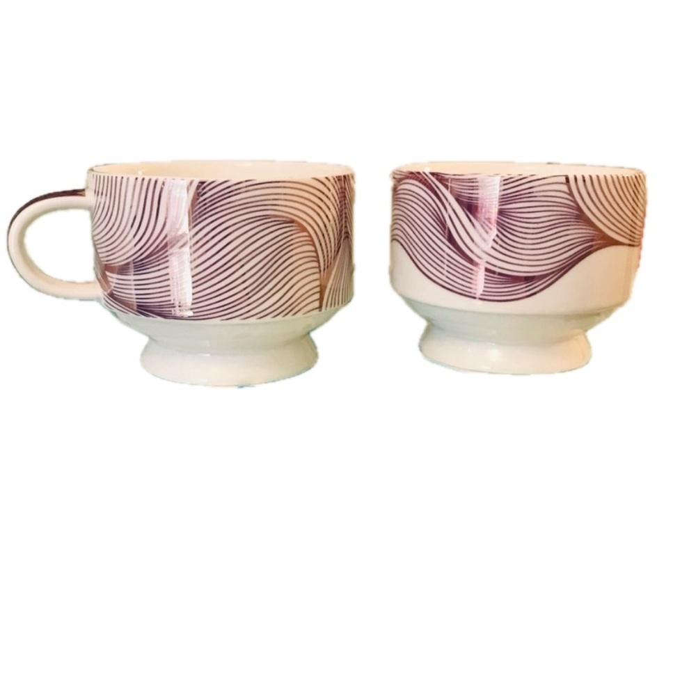 Davids Tea Rose Metallic Tea For Two Set cups pink purple white
